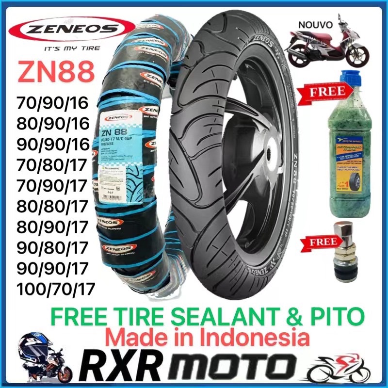 Zeneos Zn Motorcycle Tire Gulong Tubeless Free Tire Sealer Pito