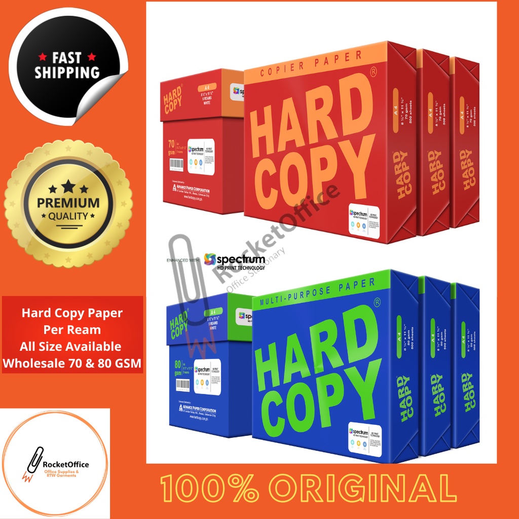 HARD COPY Bond Paper Advance Hardcopy Papel SHORT LONG A4 70GSM 80GSM