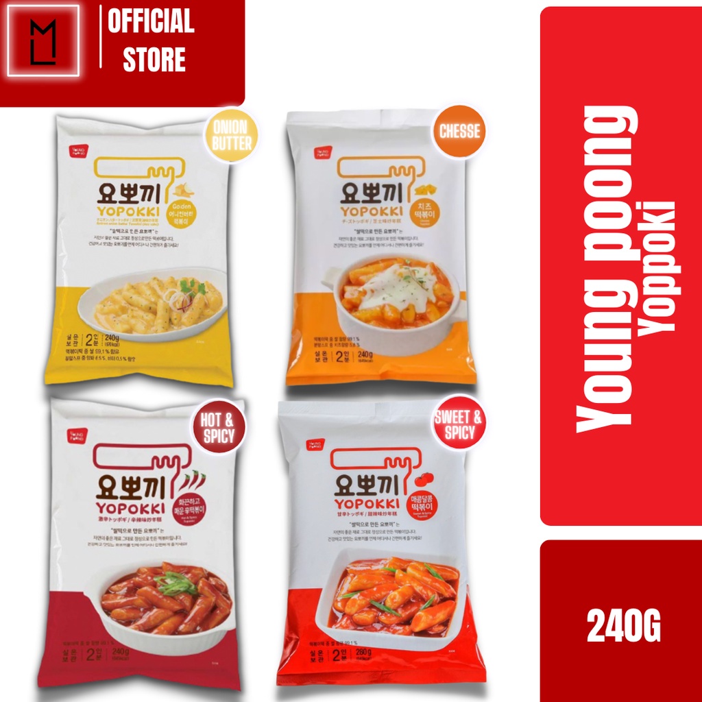 Yopokki Rice Cake Tteokbokki 240G Cheese Onion Butter Hot And Spicy