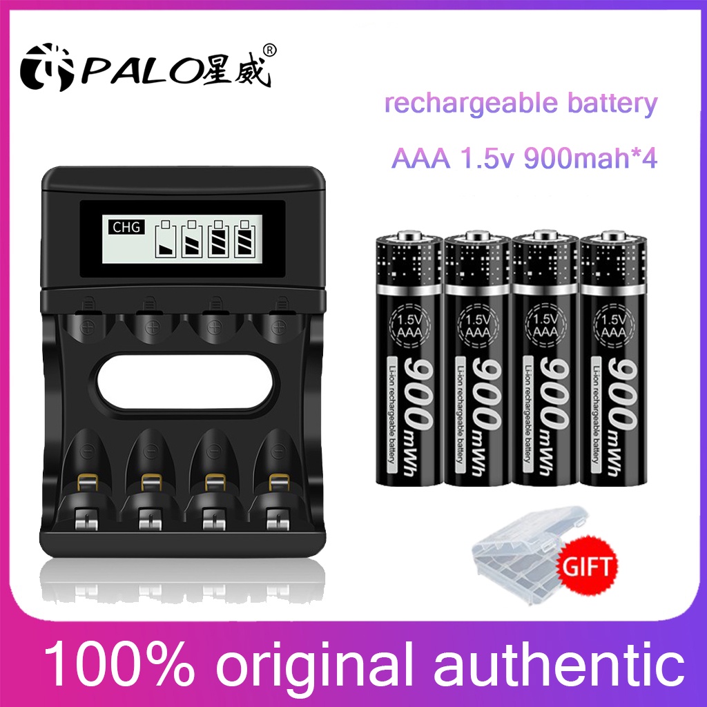 PALO LCD Display Smart Intelligent Battery Charger With 4 Slots For AA