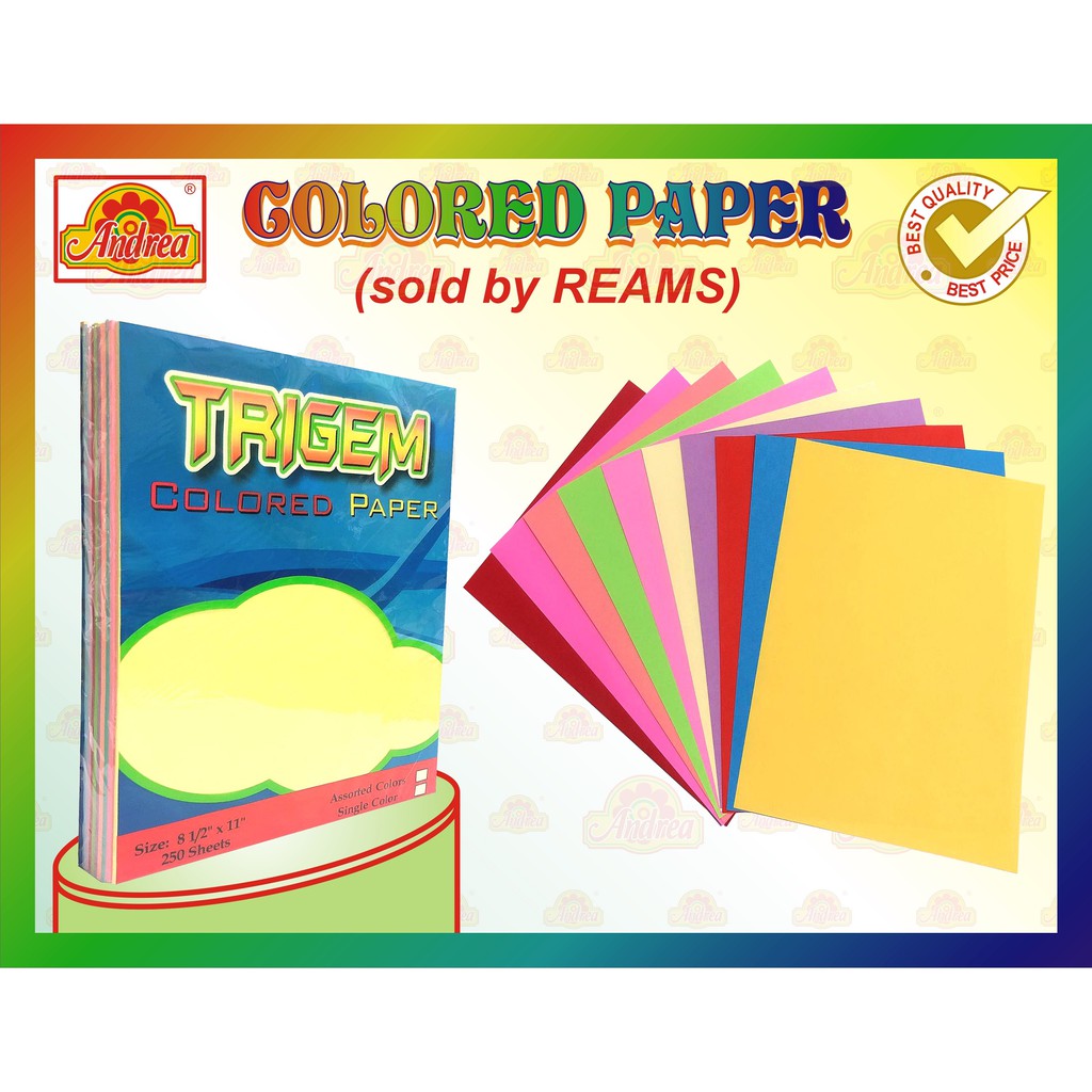 TriGem Colored Paper 250pcs Assorted Per Ream Short Shopee Philippines