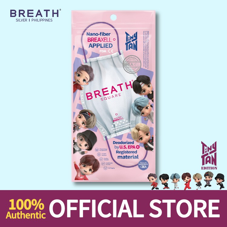 Breath Silver Tinytan Mask Square Bts Mask Snow White Shopee