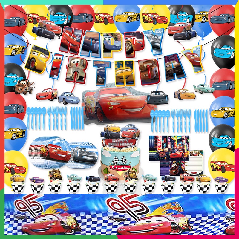 Cars Birthday Theme Party Decorations Cars Balloon Cars Cake Topper