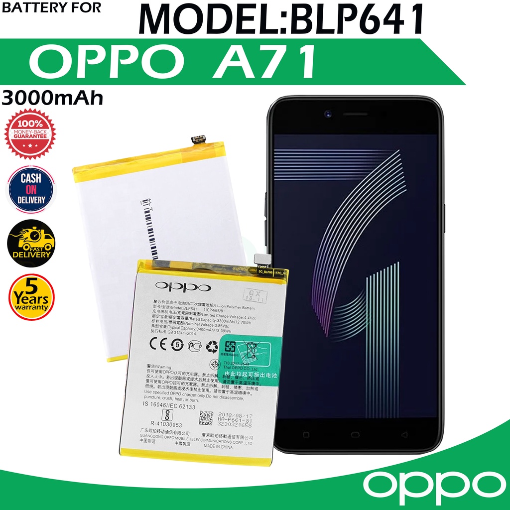 Oppo A71 Battery BLP641 100 Original High Capacity 3000mAh Shopee