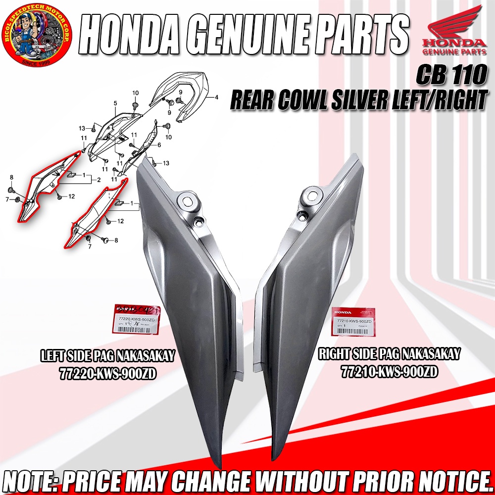 Cb Rear Cowl Silver Hpi Genuine Left Kws Zd Right