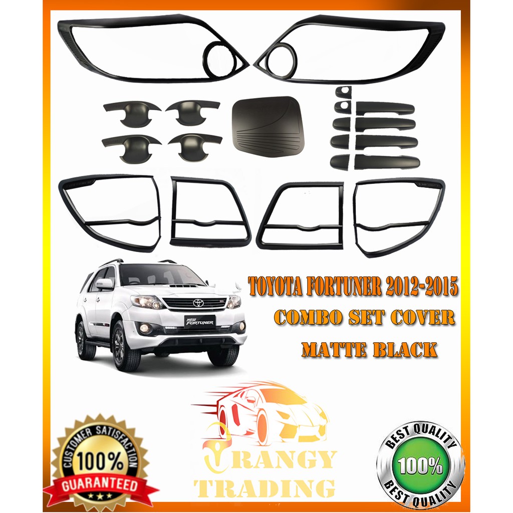 Toyota Fortuner Garnish Set Cover Matte Black Combo Set