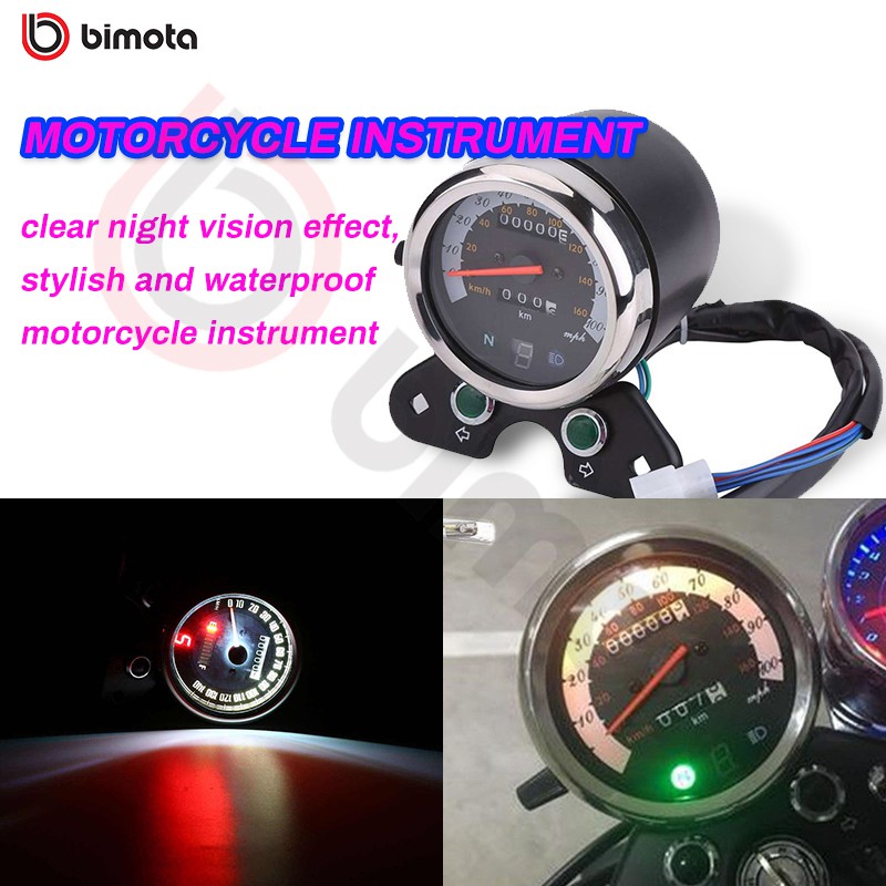 Bimota Motorcycle Universal Speedometer Odometer With Led Indication