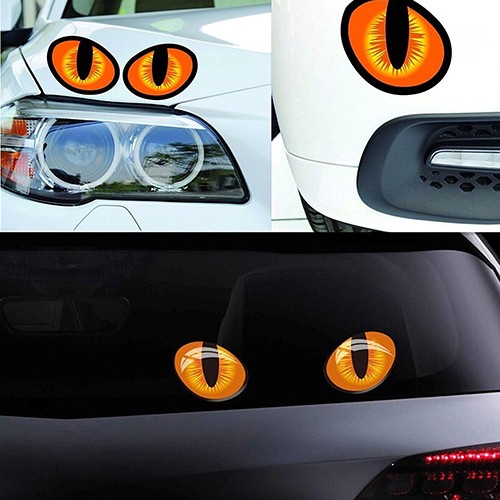 1 Pair Ultra Realistic 3D Cute Cat Eyes Car Stickers Car Rearview