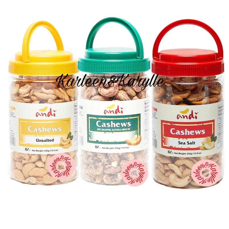 Andi Unsalted Cashews G Sea Salt Cashews G Dry Roasted Natural