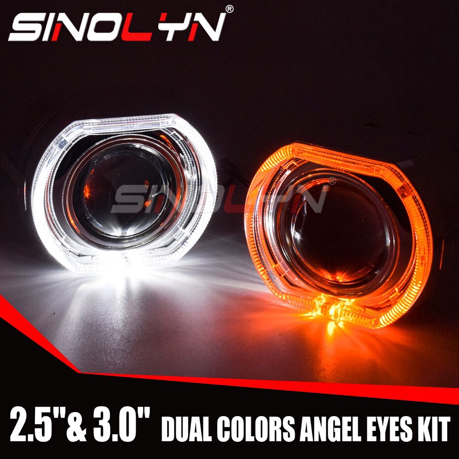 Sinolyn LED Angel Eyes Bixenon Projector Headlight Lens 2 5 3 0 Inch