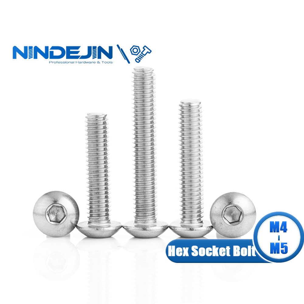 Nindejin Hex Socket Pan Head Screw Bolt Iso Stainless Steel M