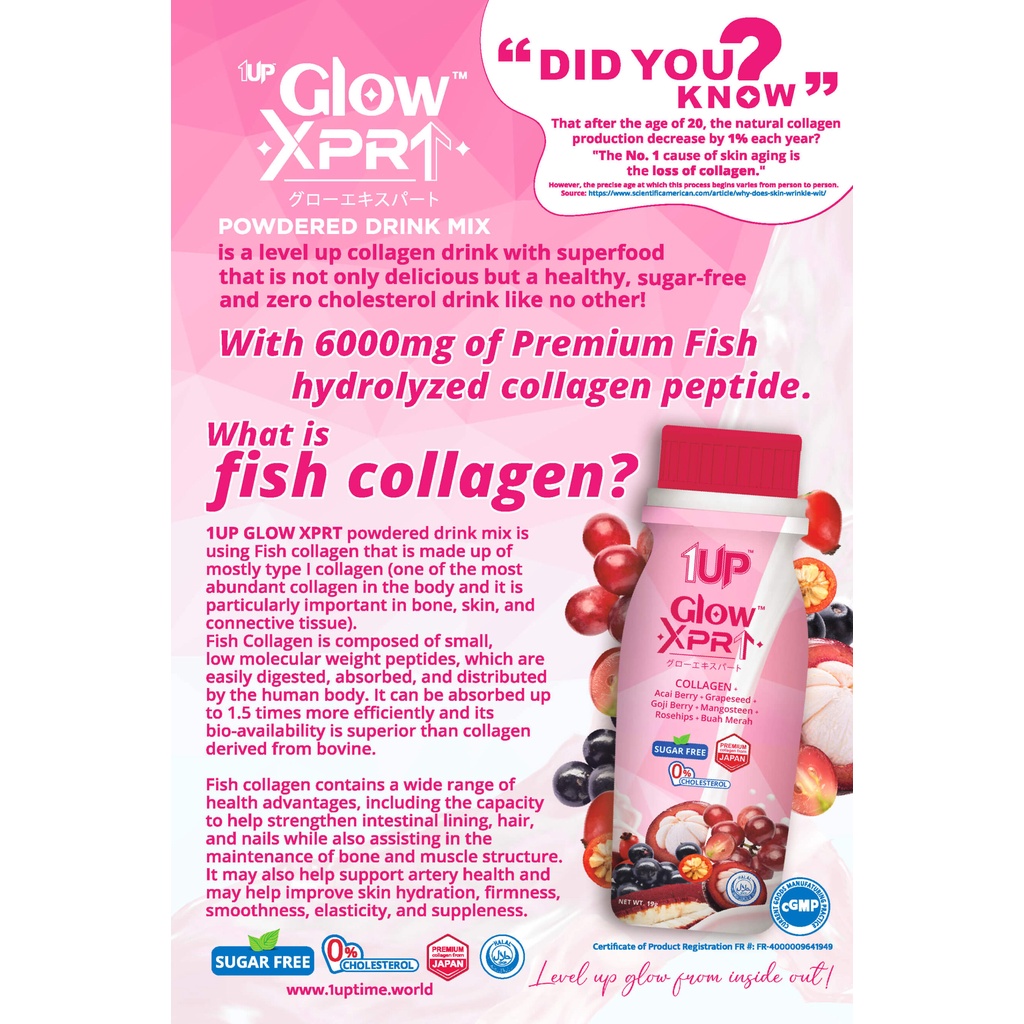 Up Glow Xprt Powdered Collagen Drink Mix Premium Collagen From Japan