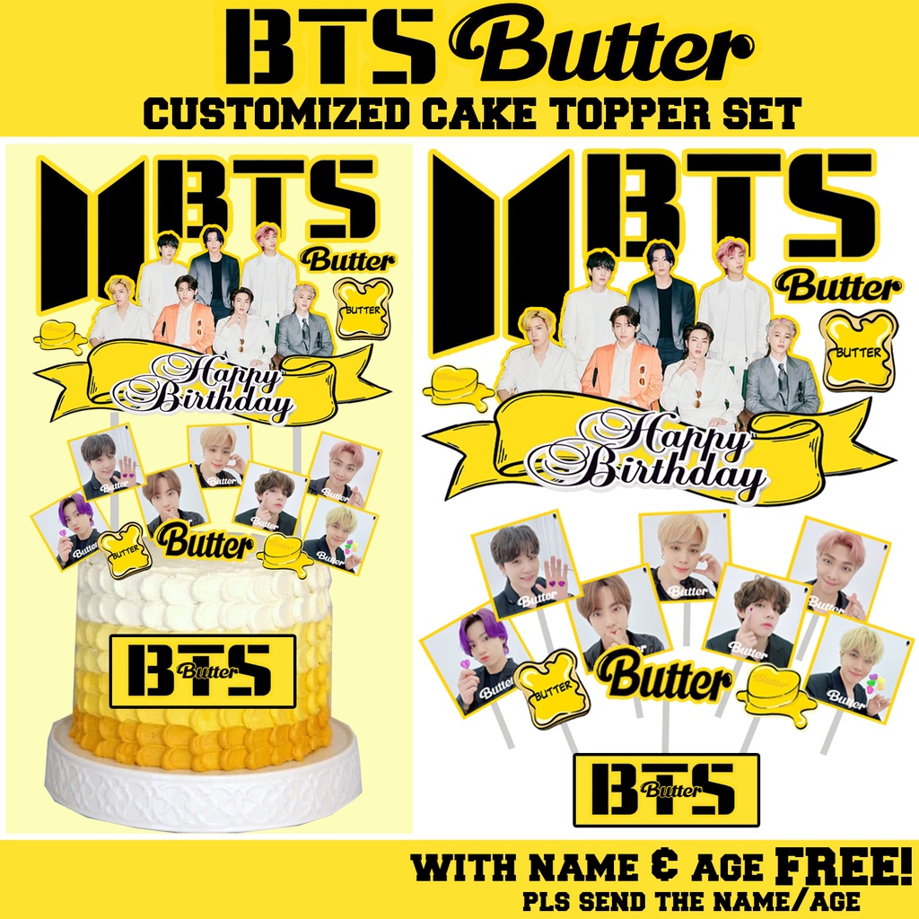 BTS BUTTER THEME CAKE TOPPER CUPCAKE TOPPER CUSTOMIZE PARTY DECORATION