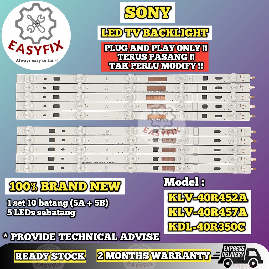 KLV 40R452A KLV 40R457A KDL 40R350C SONY 40 INCH LED TV BACKLIGHT