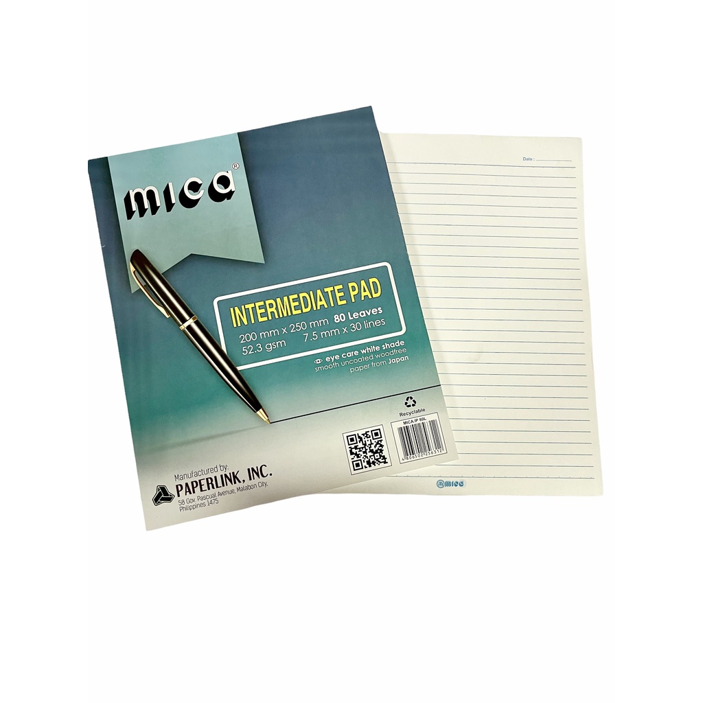 Intermediate Pad Paper Long Writing Pad Mica L Sold Per 5 Pad And Per