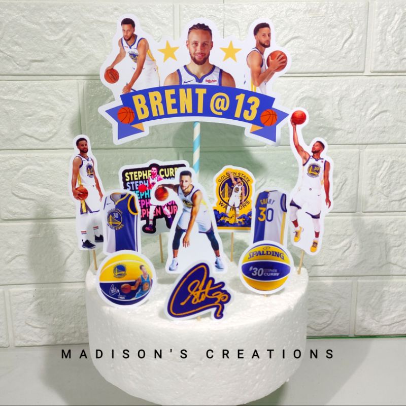 12pcs Set Stephen Curry Basketball Cake Topper Banner Personalize