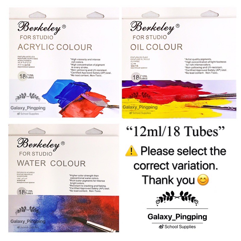 Berkeley Acrylic Paint Watercolour Oil Colour Paint Set Tubes