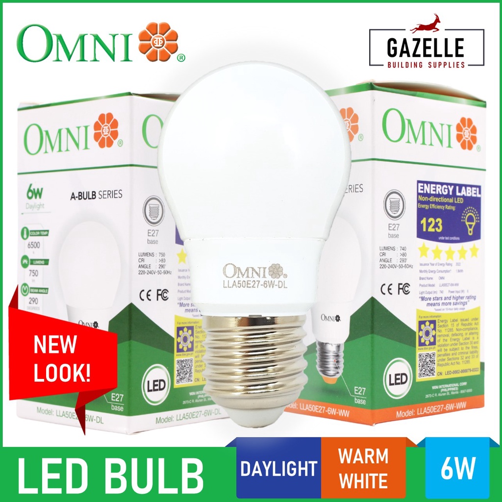 Omni LED Lite A50 Light Bulb E27 Warm White Daylight 6 Watts