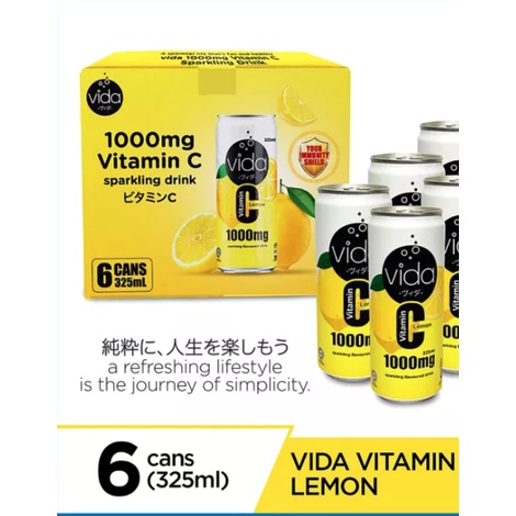 Vida C Mg Vitamin Lemon Sparkling Soda Drink Ml Box Of Cans