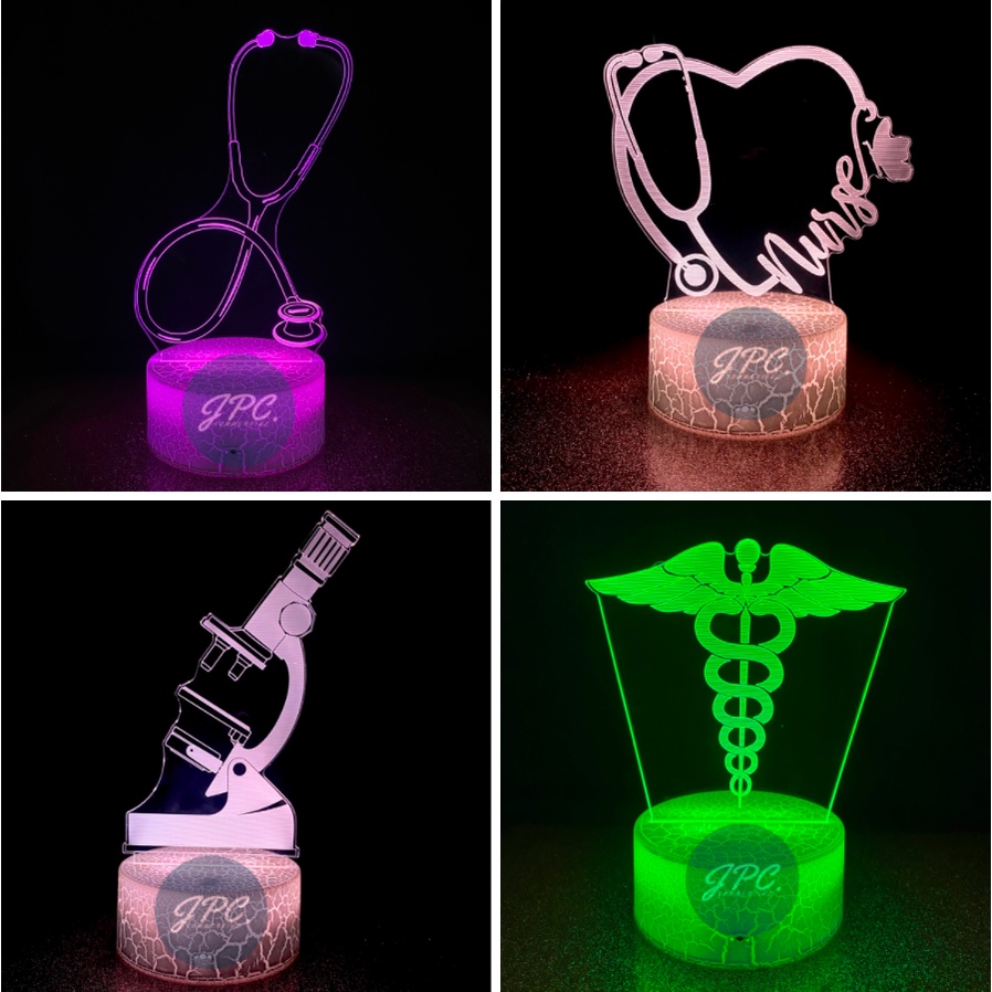 NURSE PHYSICIAN DOCTOR Designs Acrylic 3D Illusion LED Night Lamp