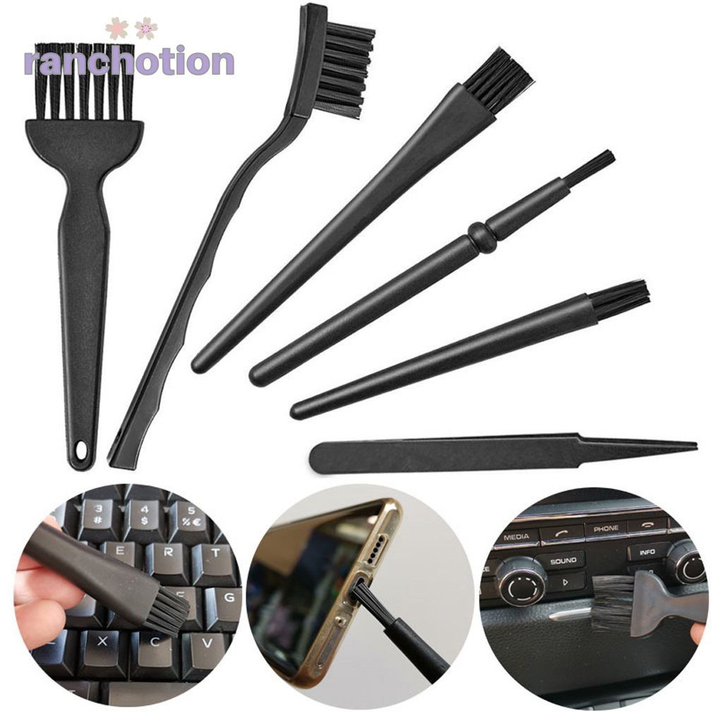 6 In 1 Nylon Anti Static Brushes Plastic Handle Computer Keyboard