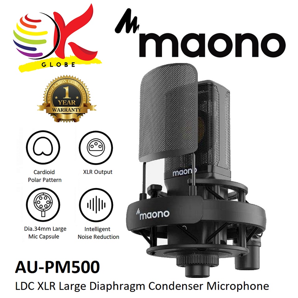 Maono Au Pm Ldc Xlr Condenser Microphone With Mm Large Diaphragm