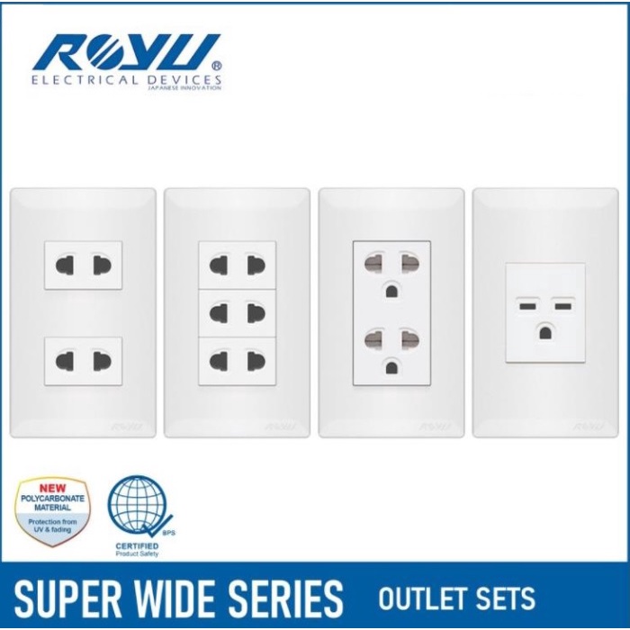 ROYU SUPER WIDE SERIES 1 2 3 Gang Universal Duplex Outlet Set