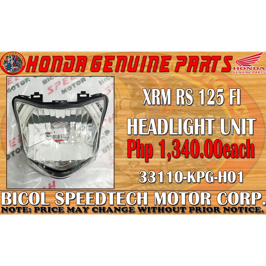 XRM RS 125 FI HEADLIGHT UNIT 33110 KPG H01 HONDA GENUINE Shopee