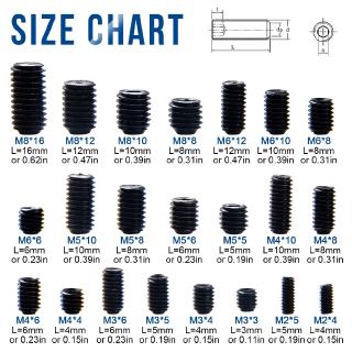 666pcs Set Screw Cup Point Grub Screw M2 M3 M4 M5 M6 M8 Hex Socket Set