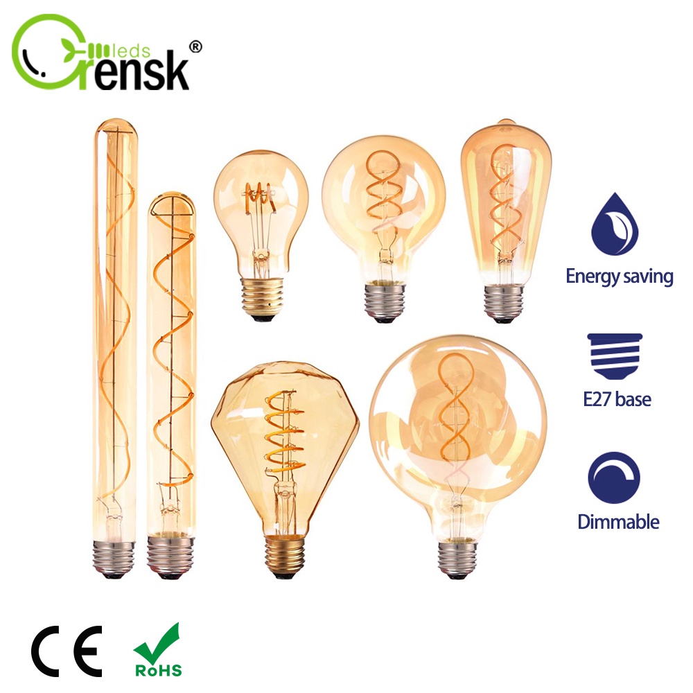 E27 Led Bulb 3W 4W Vintage Spiral LED Filament Bulb DIMMABLE Warm White