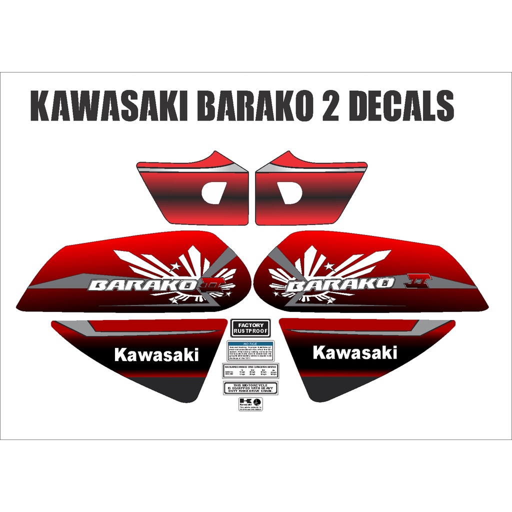 Kawasaki Barako Sticker Decals Complete Set Shopee Philippines