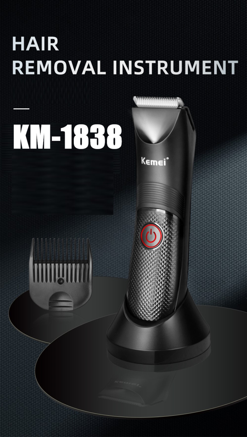 Kemei KM 1838 Groin Area Hair Trimmer Waterproof Wet Dry Clippers Pubic