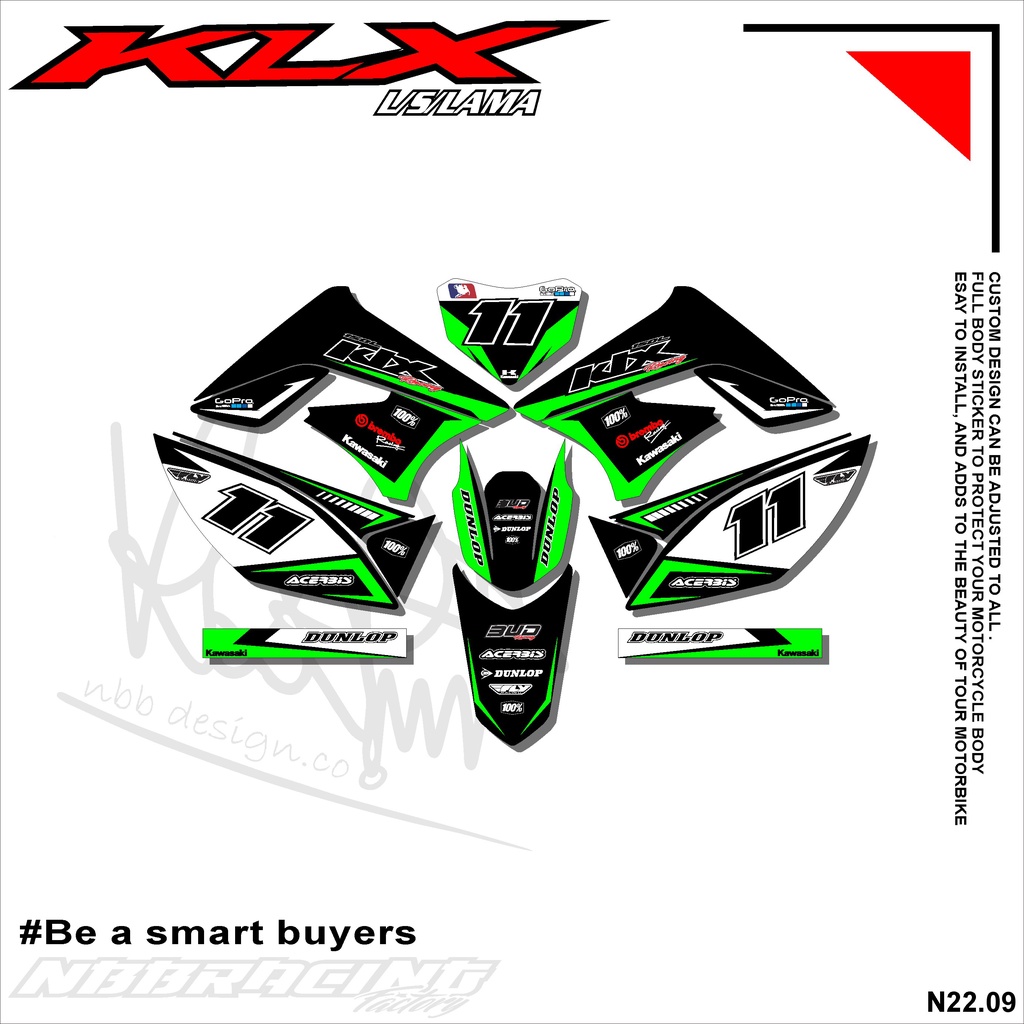 Old KLX 150s L Sticker Decal Old KLX Sticker Fullbody Abstract Design