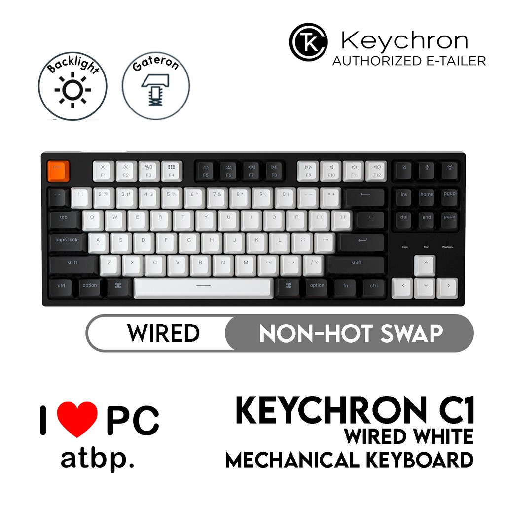 Keychron C Wired Mechanical Keyboard Tkl White Led Gateron