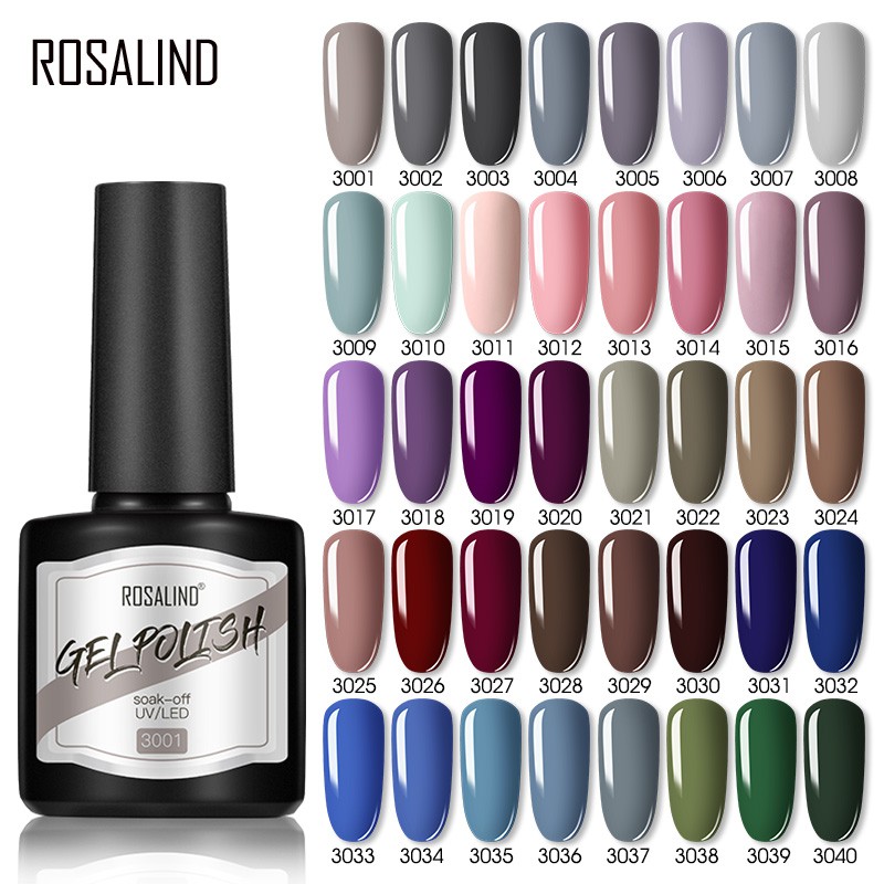 ROSALIND 8ml Soak Off Pure Color Nail Gel Bright For Nail Art Design