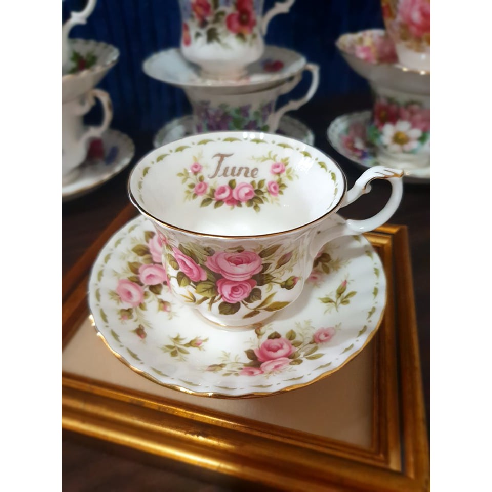 ROYAL ALBERT FLOWER OF THE MONTH JUNE ROSES TEA CUP AND SAUCER