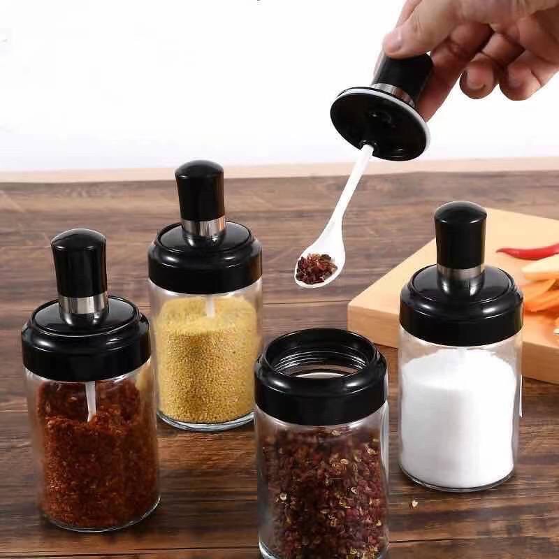 Glass Jar Spice Airtight Containers Condiment Salt Seasoning Storage