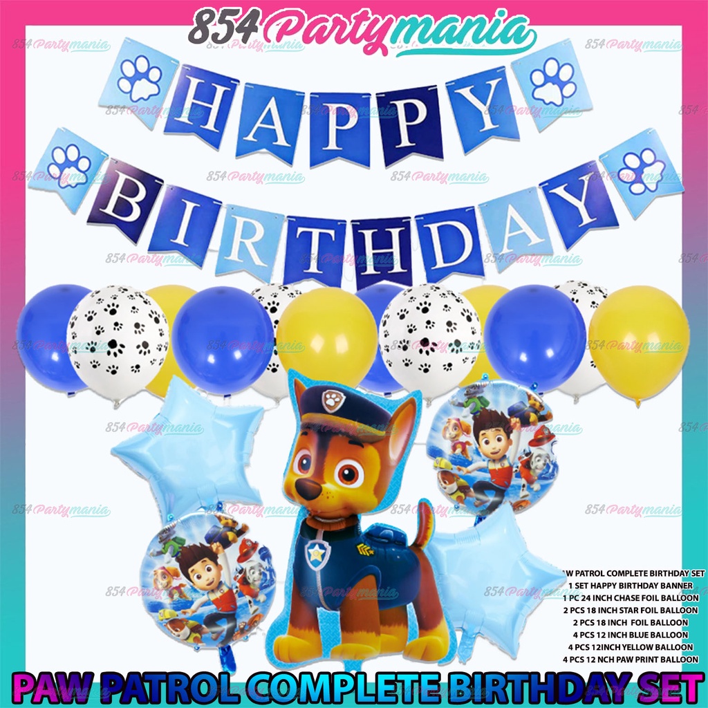 Paw Patrol Birthday Balloon Set Paw Patrol CHASE Balloon Theme Birthday