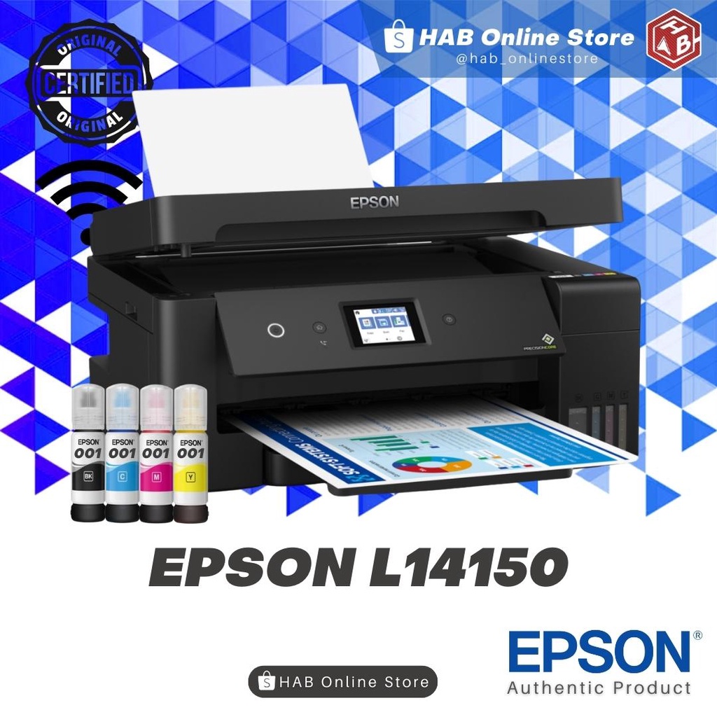 Epson L14150 Ecotank Wireless 3 In 1 Printer Print Scan Copy ADF