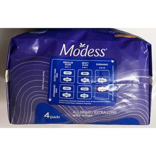 MODESS ALL NIGHT FEMININE PADS WITH WINGS 4 PADS BEAUTY SECTION