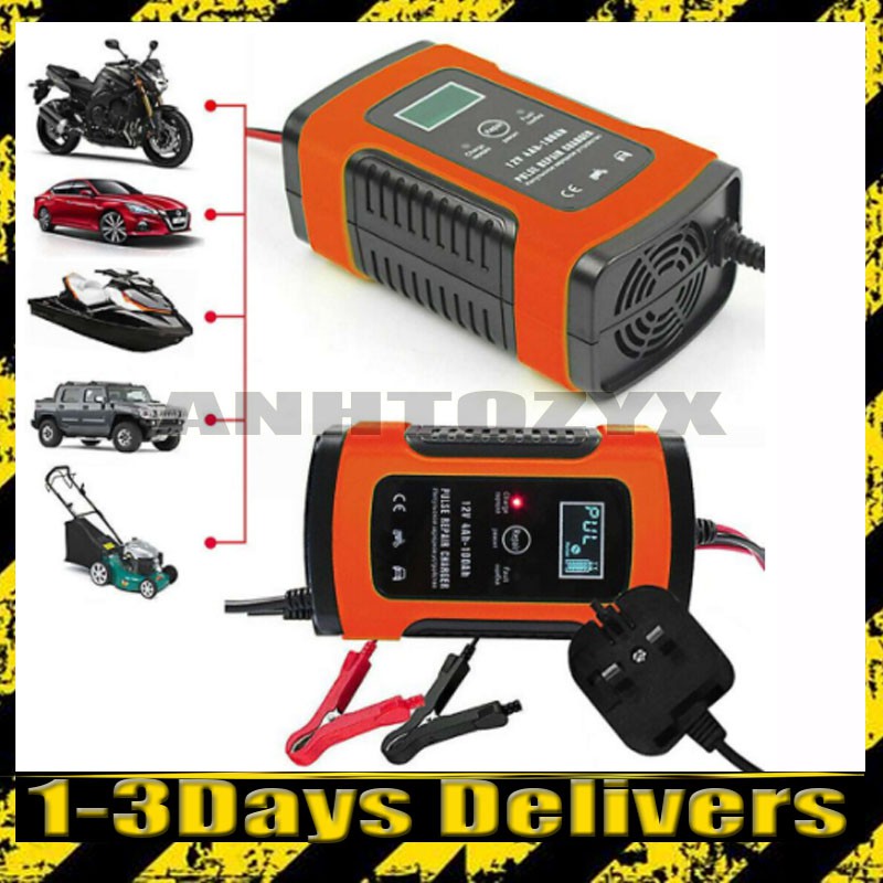 Foxsur V A Pulse Repair Lcd Battery Charger Car Motorcycle Agm Wet