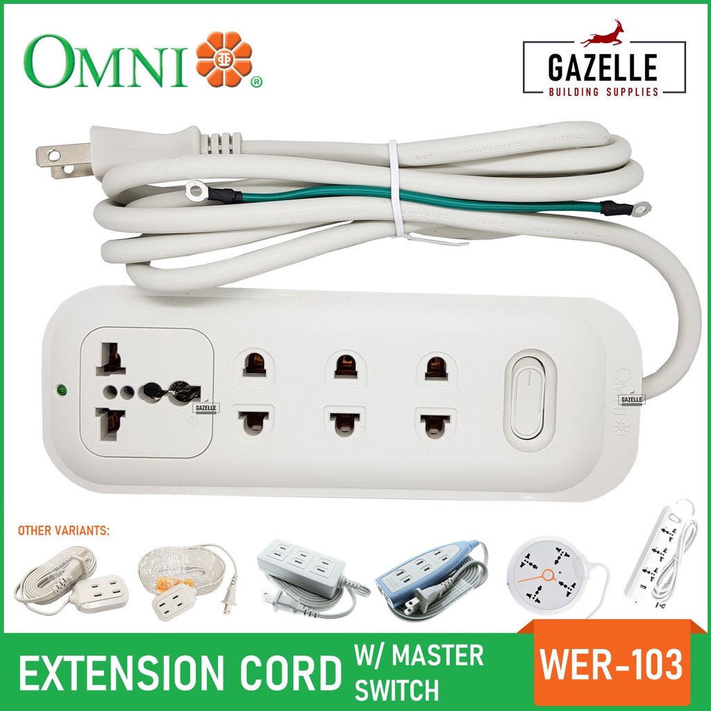 Omni Extension Cord W Universal Outlet Switch 2M WER 103 WDP 303