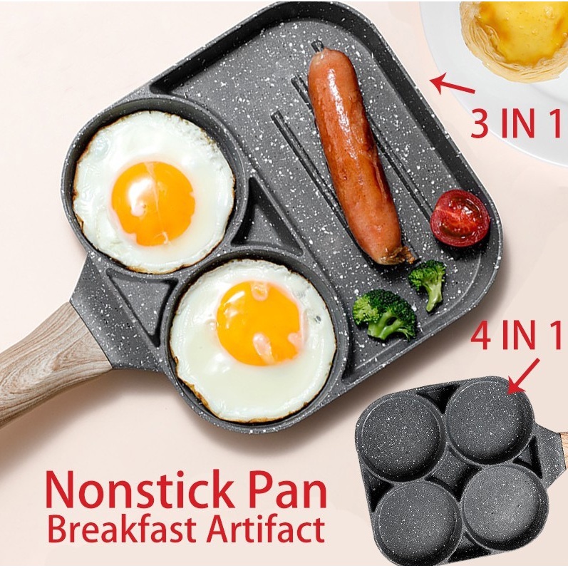 Hole Omelet Pan For Burger Egg Ham Pancake Maker Wooden Handle