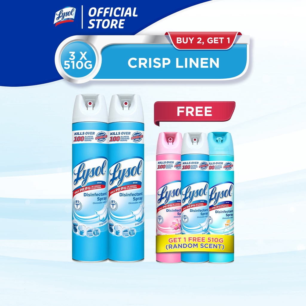 B2G1 Lysol Disinfectant Spray Crisp Linen 510g FREE 510g Random