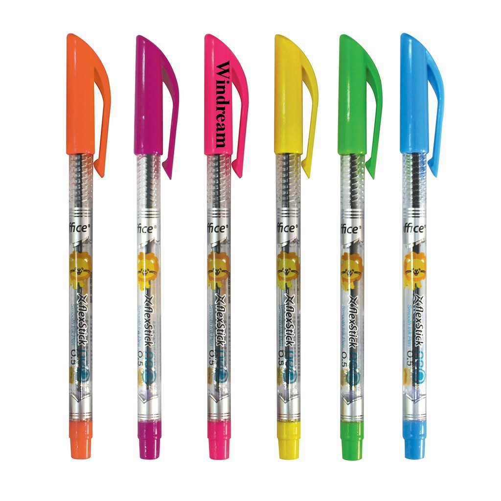 Flexoffice FlexStick Neo Assorted Colored Barrel Black Ink Ballpen