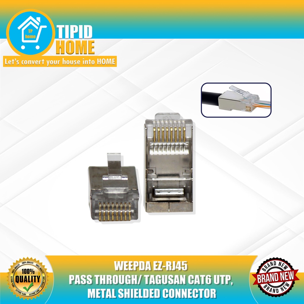 Weepda Ez Rj Pass Through Tagusan Cat Utp Metal Shielded Connector