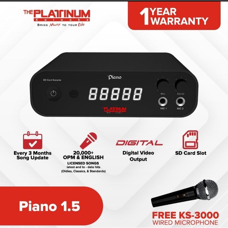 THE PLATINUM PIANO SD CARD KARAOKE PLAYER WITH FREE MICROPHONE Shopee