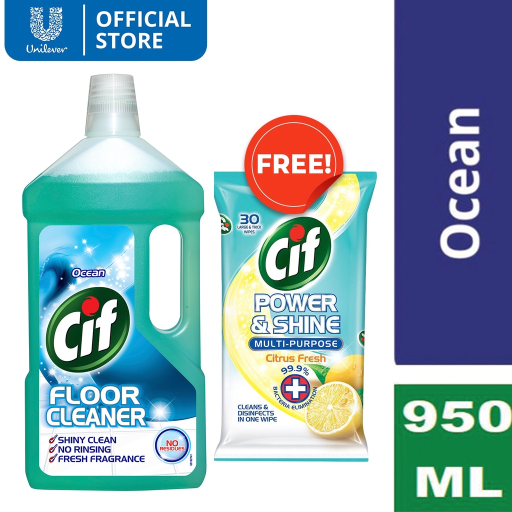 Cif Floor Cleaner Ocean 950ml With Free Cif Power Shine Multi Purpose