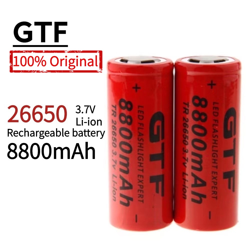 GTF 26650 Rechargeable Battery 8800mAh 3 7V Lithium Li Ion Battery For