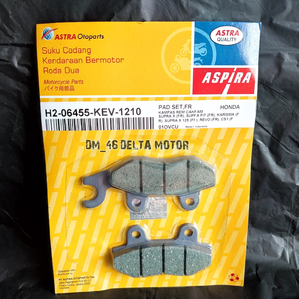 Aspira Diskpad Disc Pad Front Brake Pad Supra X Supra X Supra Fit